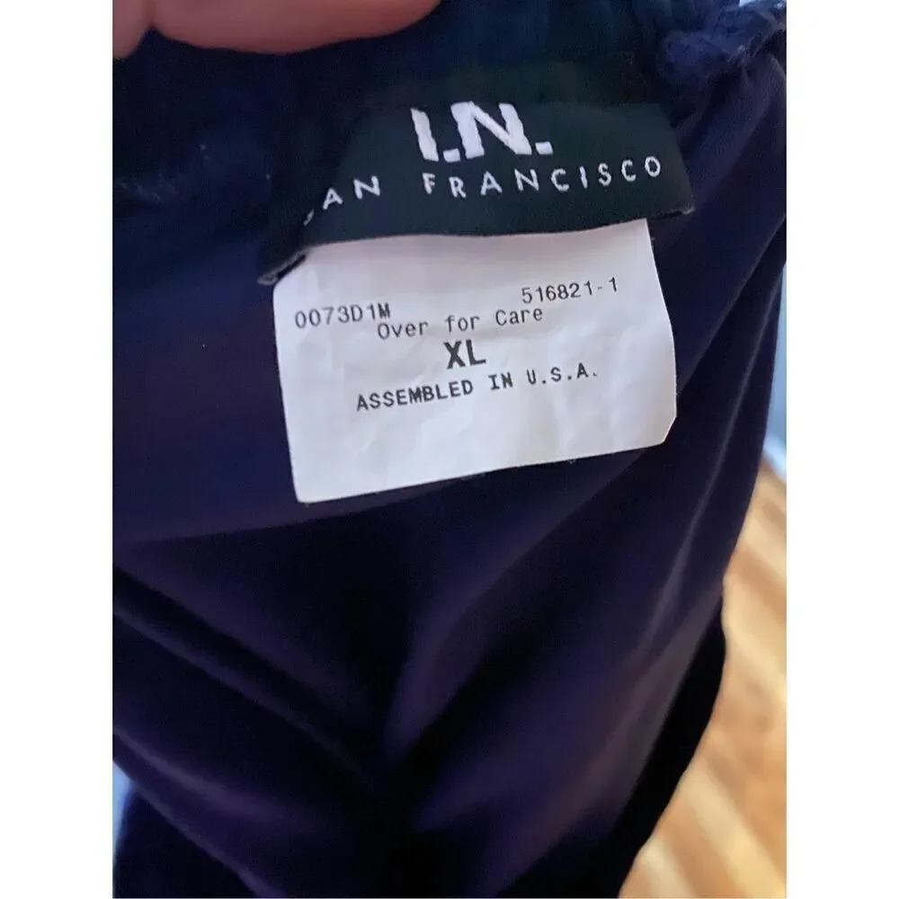 I.N San Francisco Navy Pull On Skater Lined Skirt Textured Size XL